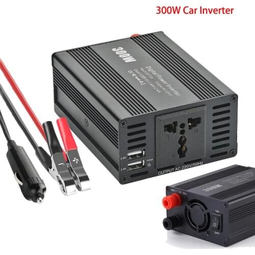 Car Inverter DC 12v to AC 220v 300W Aluminum Shell Dual USB 2.4A Universal Adapter Plug inversor 12 v 220 v Alligator Clip