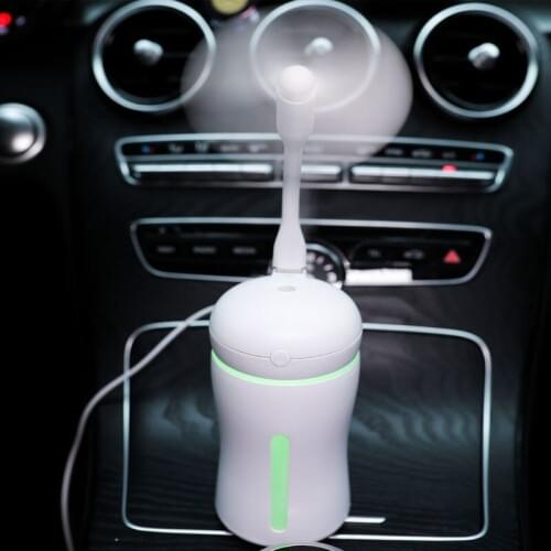 Car air freshener 3 in 1 Heart Humidifier Ultrasonic Diffuser USB Fan LED Light Mini Humidifiers Air Purifier Mist Maker