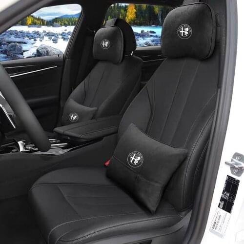 Car suede headrest and seat lumbar cushion are suitable for Alfa Romeo Giulia Stelvio comfortable lumbar and neck pillow