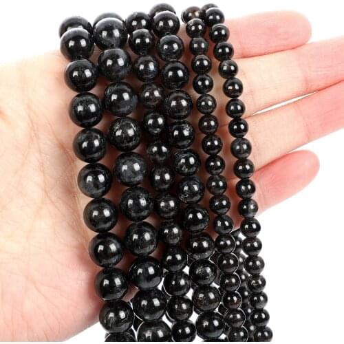 Natural Stone Beads Black Dragon Crystal Quartz Round Loose Beads for Jewelry Making Needlework Bracelet DIY 4-12 MM