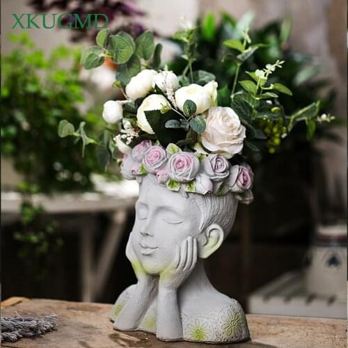 Hot New Product Cement Dill Creative Character Art Succulent Plant Pot Balcony Flower Pot Home Decoration Ornaments