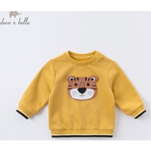 DBX14762 dave bella autumn baby boys handsome cartoon print T-shirt children tops boys fashion kids fashion tees