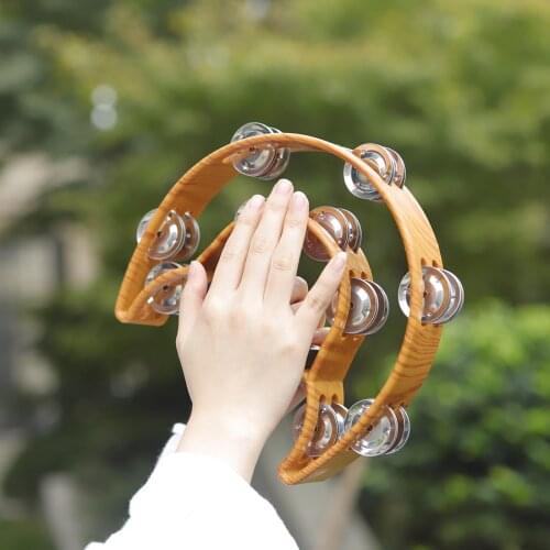 Coffee color wood double-layer rattle ABS environmental safety Orff strike small musical instrument