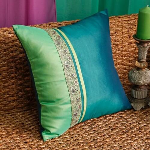Southeast Asia Exotic Living Room Bedroom Car Sofa Waist Pillow Cover Dark Green Pillow Waist Cushion Cover Set-2pcs 60x60cm