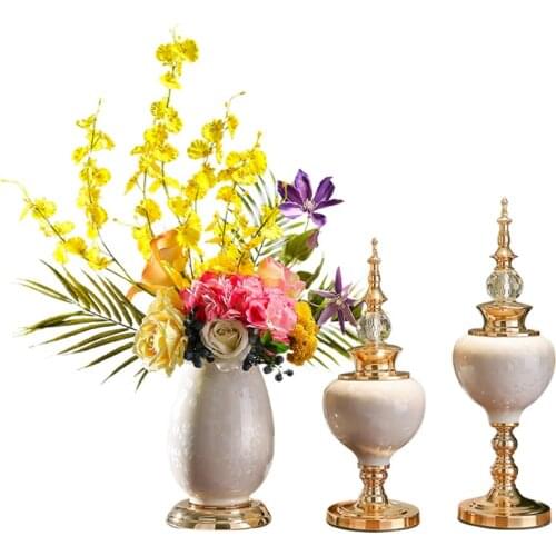 European Luxury Crystal Glaze Ceramic Crafts Wedding Gift Home Furnishing Decoration Home Livingroom Desktop Figurines Ornaments