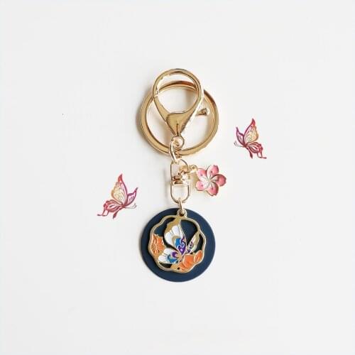 Idyllic Style Colorful Romantic Butterfly Key Chain for Women Bag Keychain Phone Charm Couple Pendant Car Accessories Keyring