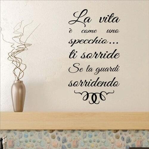 Italian Inspirational Life Quote Wall Sticker Italy Wall Art Design Decals Murals Living Room Bedroom Home Decor Poster
