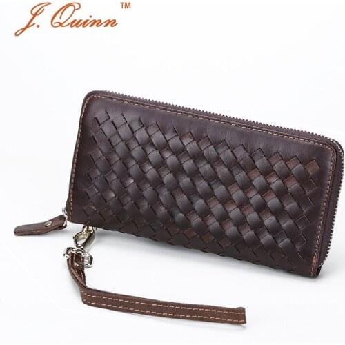 J.Quinn Luxury Men Women Knitting Zipper Clutch Wallets Handbag Wristlet Handy Bags Black Business Fashion Wallet Purse for Mens