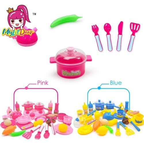 MylitDear 33Pcs Developmental Educational Toys for Children Kids Plastic Kitchen Utensils Food Cooking Toys for Children