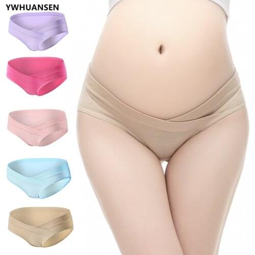 YWHUANSEN Cotton Maternity Pregnant Underwear Postpartum Mother Under Bump Panties V-Shaped Soft Belly Support Panty Breathable