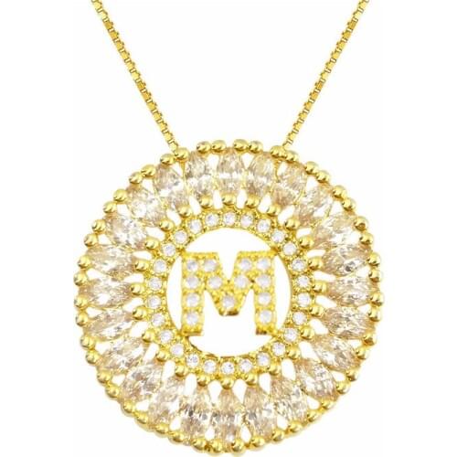 OMYFUN Letter M Necklace Fashion Initial Letter Pendant Statement Necklace Lady Colares Femininos Gold Color Mandala Necklace