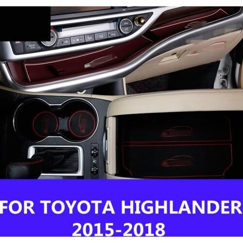 Rubber mat door mat anti-slip Cup pad Interior decoration accessory styling Gate slot pad FOR TOYOTA HIGHLANDER 2015-2018