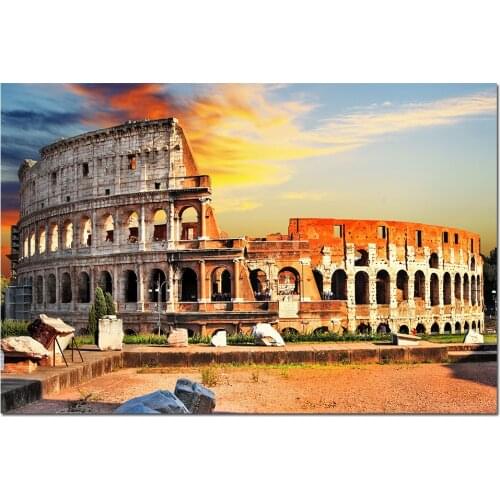 Rome Italy Colosseum Wallpaper Wall Art Posters Canvas Cloth Fabric Print Painting for Home Decor Picture