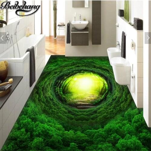 Beibehang Custom flooring self-adhesive painting 3d magic dream forest path 3D floor decoration three-dimensional painting