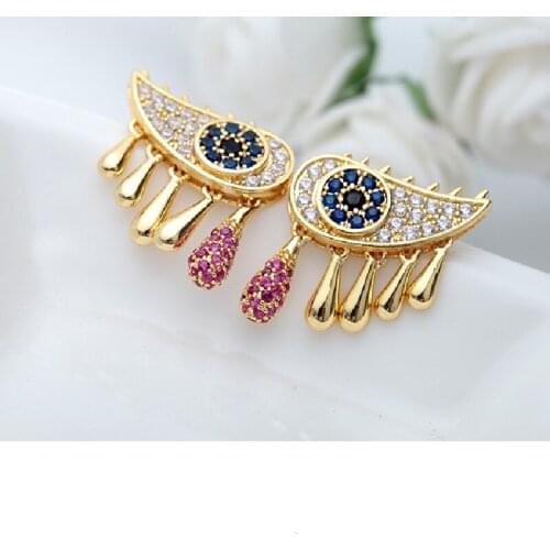 2020 New Angel Eye Steel Pin Stud Earrings European Style Inlaid High Quality AAA Zircon Stud Earrings For Women