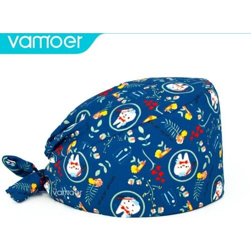 New Print Scrubs Hats Laboratory Operator Cap Pet Grooming Agency Work Scrubs Caps Beautician Scrub Hats Lab Hat Health Caps