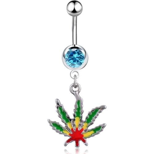 Stainless steel Maple Leaf Owl Life Tree Zircon body bar piercing highly polishing for women