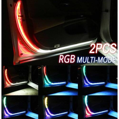 2Pcs 7 Color RGB LED Warning Lights Waterproof 120cm 144 LED Flashing Lamp Strip Welcome Door Decor Anti Rear-end Collision