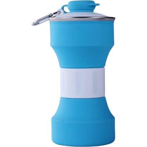 Top!-650ML Folding Sports Water Bottle Folding Cup Handy Cup Travel Mini Portable Silicone Water Cup Water Bottle