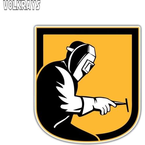 Volkrays Personality Car Sticker Welder Helmet Hood Accreflective Waterproof Cover Scratches Sunscreen PVC Decal,12cm*11cm