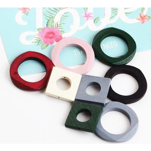 DIY handmade jewelry accessories wood irregular ring earrings earrings pendant earrings materials square