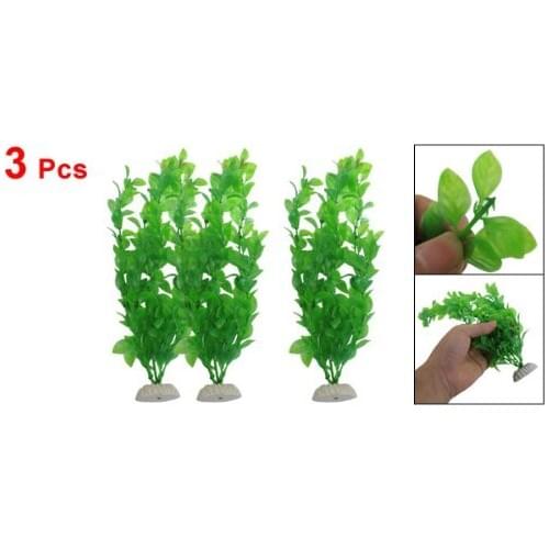SODIAL(R) 3 Pcs 10.6" Height Green Plastic Artificial Plants For Aquarium Fish Tank