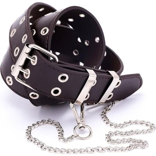 Long 110 wide 3.3 cm new punk style double exhaust eye PU belt ladies fashion chain decoration women jeans wide belt
