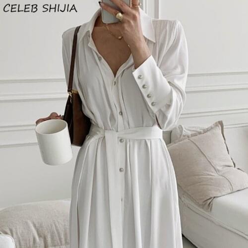 Single-breasted Elegant Dress Woman Black Oversized Korean Fashion Party Dress Bodycon Woman Long Sleeve Office Lady Dress Fall