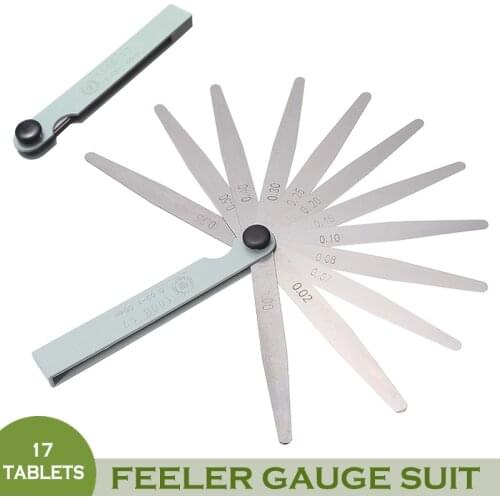 1pc 17 Blades Metric Feeler Gauge 0.02-1.0*100mm Carbon Steel Filler Thickness Measurement Tool