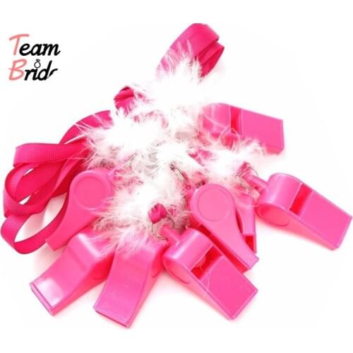 Team Bride 10 pcs Whistles Hot Pink Hen Party Game Fluffy Whistles Girls Night Out Bachelorette Party Decorations Supplies