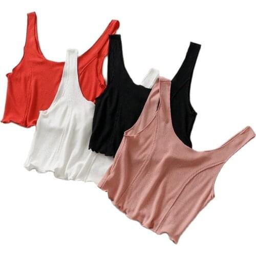 2021 summer women sleeveless Pullovers Knit vest casual slim Tank Top sweater female Cropped Strap Knitwear Camisole crop top