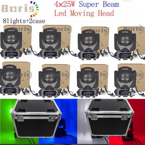 2x flight cases 8x Led Bee Eyes 4X25W Super Beam Led Moving Head 120W Stage Effecting Lighting For Dj Disco For Home Party Ba