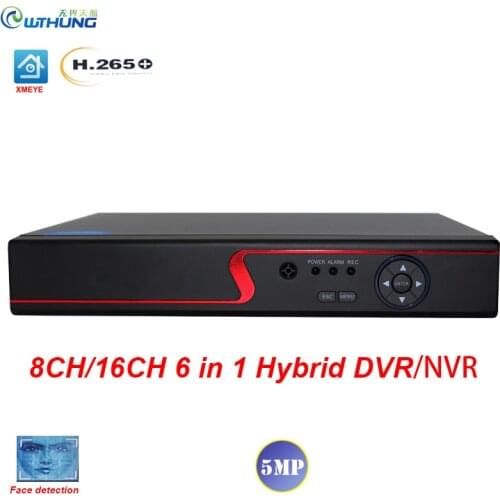 3 in 1 8hannel 16CH Face recognition Video Recorder CCTV Surveillance DVR Onvif Security HDMI Xmeye NVR For 1080P 5MP AHD IP Cam