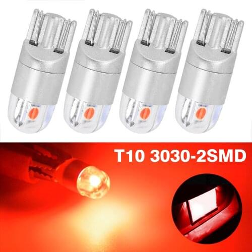 4pcs 12V Car Auto T10 168 194 W5W Wedge Red 3030 SMD LED Clearance Light Instrument Auto Motorcycle Trunk Dome Light Tail Bulbs