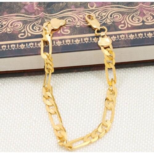6mm Mens Chain Flat Gold Plated Stainless Steel Bracelet Bangle Cuff Charm Gift