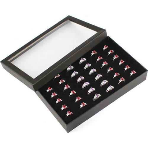 Velvet Jewelry Ring Display Organizer Case Tray Holder Earring Storage Box