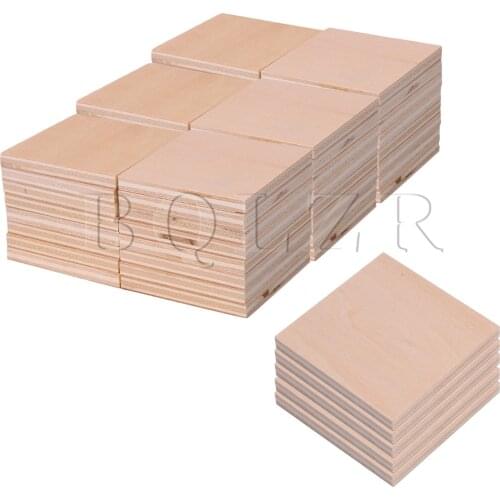 BQLZR 60x Natural Unfinished Wood Board Blank Square Wood Pieces Wooden Color