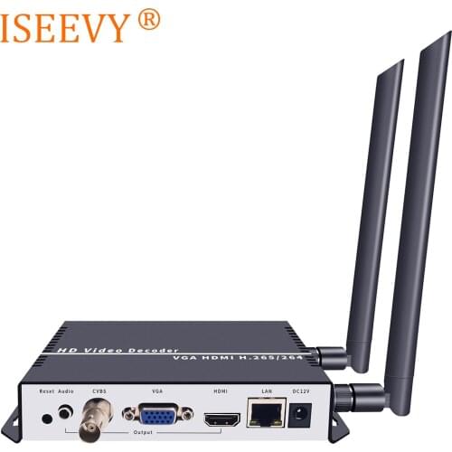 ISEEVY WiFi H.265 H.264 IP to HDMI Video Decoder with HDMI VGA CVBS Output support RTMP RTSP UDP HTTP network stream decoding