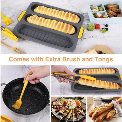 HOT!Silicone French Bread Cake Mold Baking Pan with Food Clip Oil Brush Home Kitchen Baking Tool Set Can Be Use Holiday Party