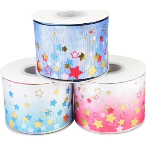 HSDRibbon 75mm 3inch hsd-design custom Stars Pattern on Grosgrain Ribbon