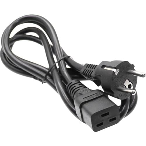 IEC 320 C19 to EU Schuko 2 Prong Plug Extension Cord for UPS PDU, Connected to C19 AC Power Cable Adapter Lead EU Plug