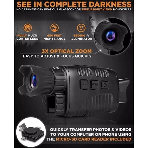 Camera Hunting Monocular Night Vision Device Professional HD 4times Zoom Waterproof Powerful Binoculars Portable Outdoor Camping