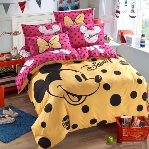 Disney Cute Cartoon Mickey Mouse Down Quilt Cover 3 - or 4-piece Full Double Sheet Size Bedding Set Children Bedroom Decor