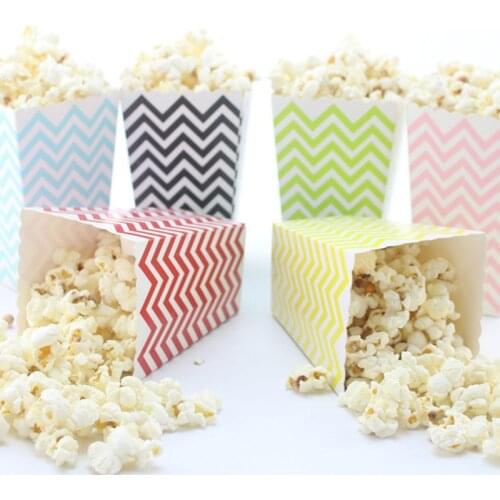12 Pcs Popcorn Boxes Colorful Disposable Paper Stripes Dot Baby Shower Birthday Party Supplies Containers for Home Candy Box