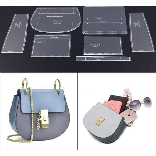 Leather Handmade Craft women`s shoulder bag Sewing Pattern Acrylic Stencil Template Sewing accessories with holes