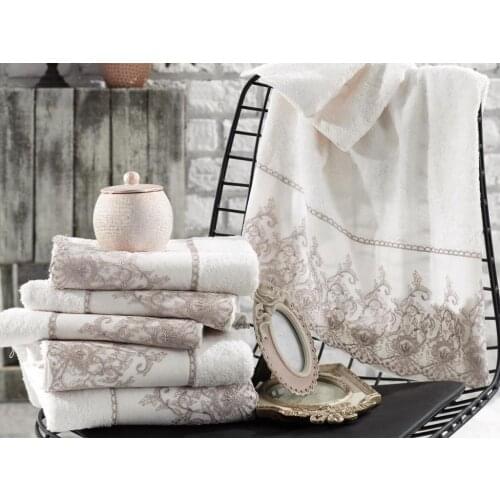 French Laced Ivy Dowries Bamboo Towel Cream