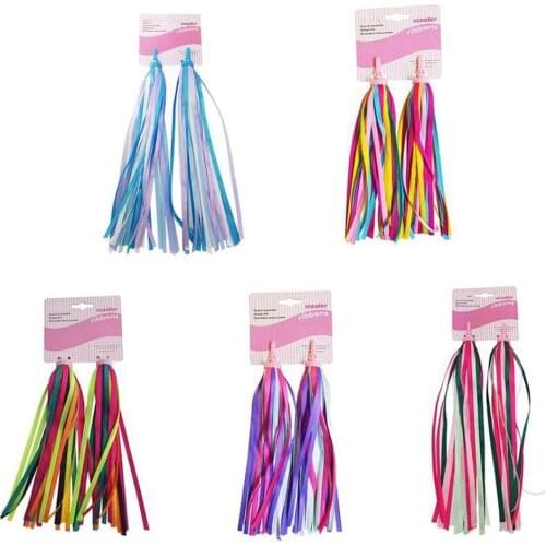 2 Pcs New Bike Scooter Handlebar Colorful Ribbon Bicycle Ribbon Polyester Decoration Ribbon Accessories X0Y7