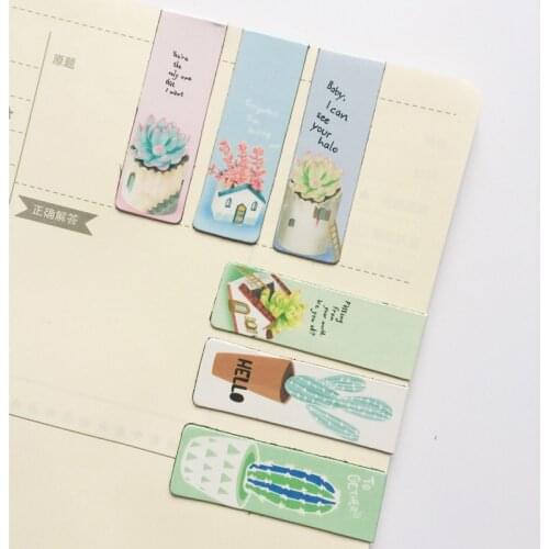 6pcs/pack Cute Green Plants Cactus Magnetic Bookmarks Books Marker of Page Student Stationery School Office Supply Kids Gift