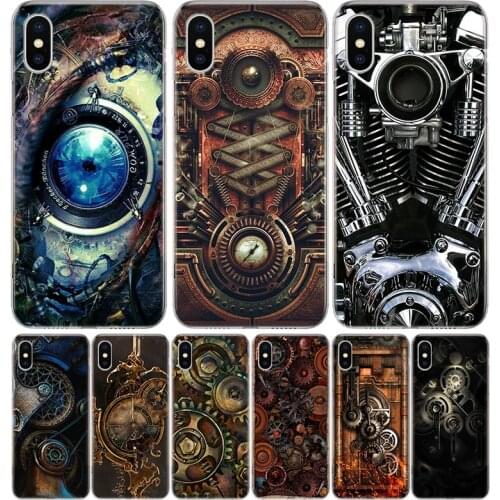 Steampunk Gear Mechanical Cover Phone Case For Iphone 11 12 Mini Pro 7 6 X 8 6S Plus XS MAX + XR 5S SE 10 9 Art TPU Coque Capa S