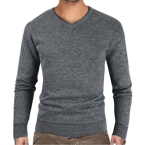 Mens Autumn Winter New Casual V-Neck and Fur Pullover Sweater Solid Color Men Clothing 2020 Fashion
